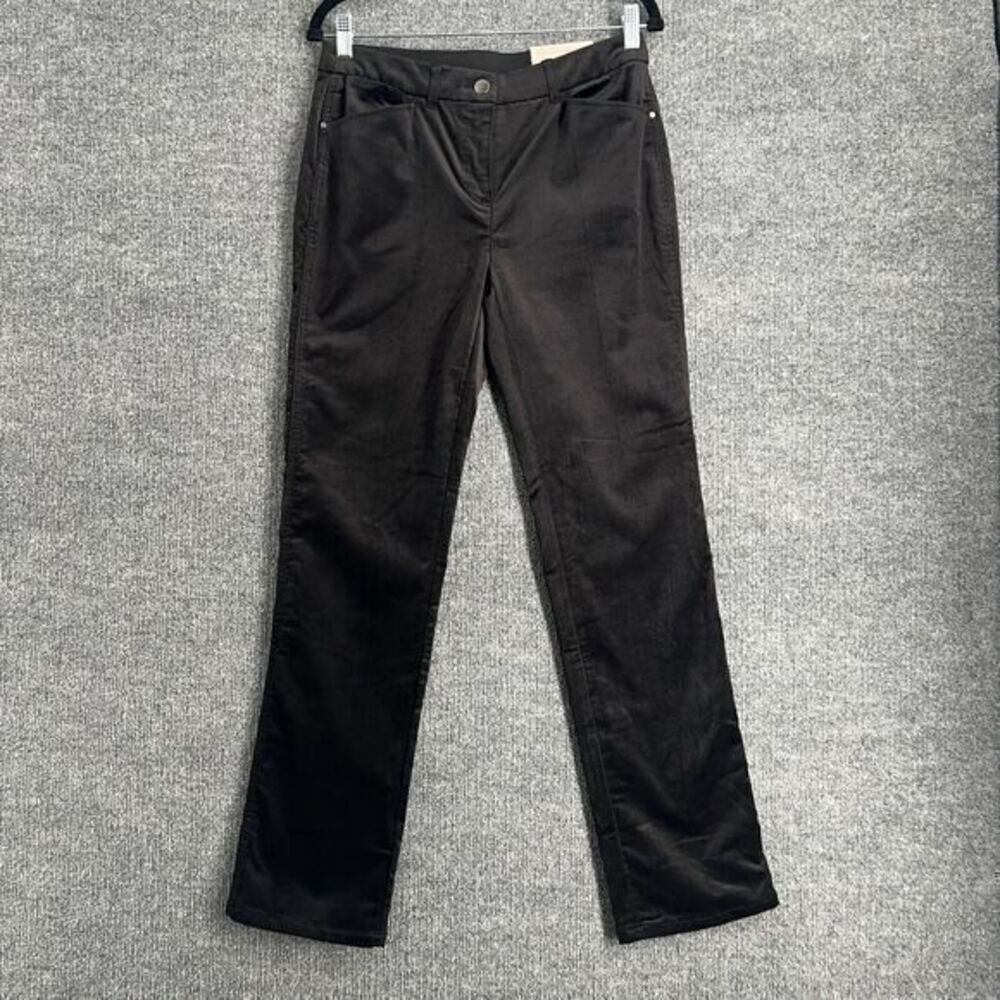 Chicos Corduroy Straight Leg Pants Trousers Womens Size 0 US 4 Black Basic New
